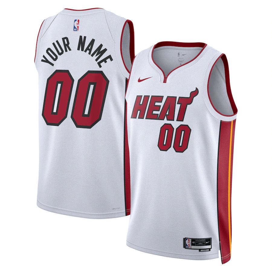 Men Miami Heat Nike White Association Edition 2022-23 Swingman Custom NBA Jersey->miami heat->NBA Jersey